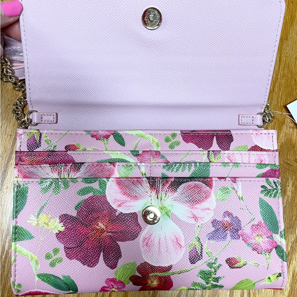 Betsey Johnson Pink Floral Crossbody Purse Wallet - Picture 6 of 8